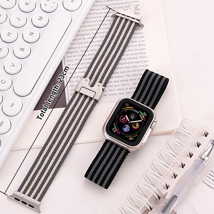 Bracelet de montre xDfind en nylon tressé à 3 bandes avec boucle parachute, compatible avec Apple Watch 42/44/45/46/49 mm et Apple Watch 38/40/41/S10 42 mm.