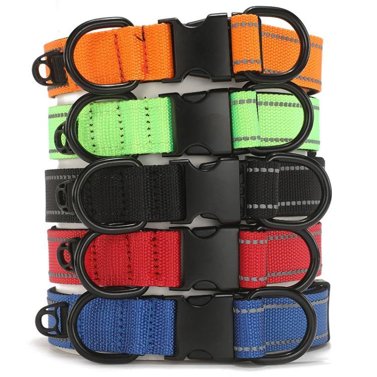 Collier Réfléchissant pour Animaux de Compagnie, Boucle Noire en Nylon, S, M, L, Collier en Nylon, S, Collier en Nylon, M, Collier en Nylon, L