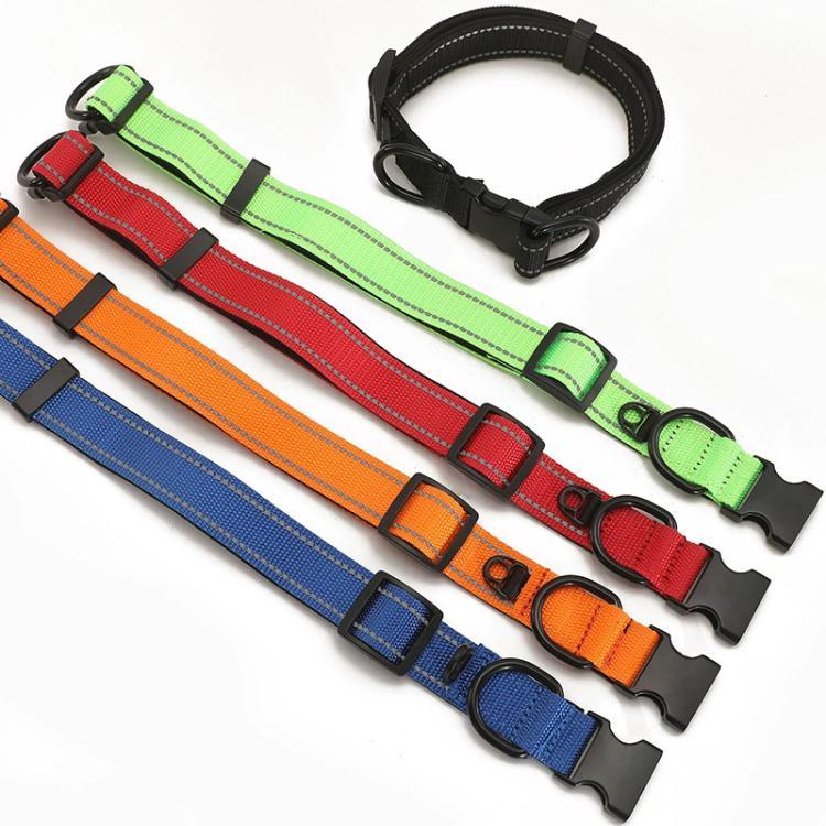 Collier Réfléchissant pour Animaux de Compagnie, Boucle Noire en Nylon, S, M, L, Collier en Nylon, S, Collier en Nylon, M, Collier en Nylon, L