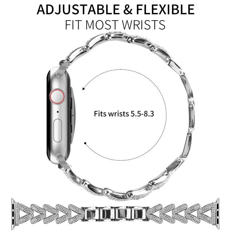xDfind Bracelet de montre en métal Small Twist Diamond, pour Apple Watch 38 / 40 / 41 / S10 42mm 20mm