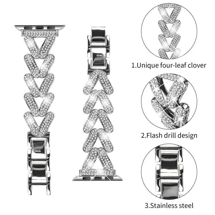 xDfind Bracelet de montre en métal Small Twist Diamond, pour Apple Watch 38 / 40 / 41 / S10 42mm 20mm