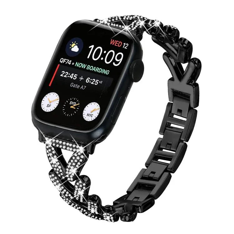 xDfind Bracelet de montre en métal Small Twist Diamond, pour Apple Watch 38 / 40 / 41 / S10 42mm 20mm