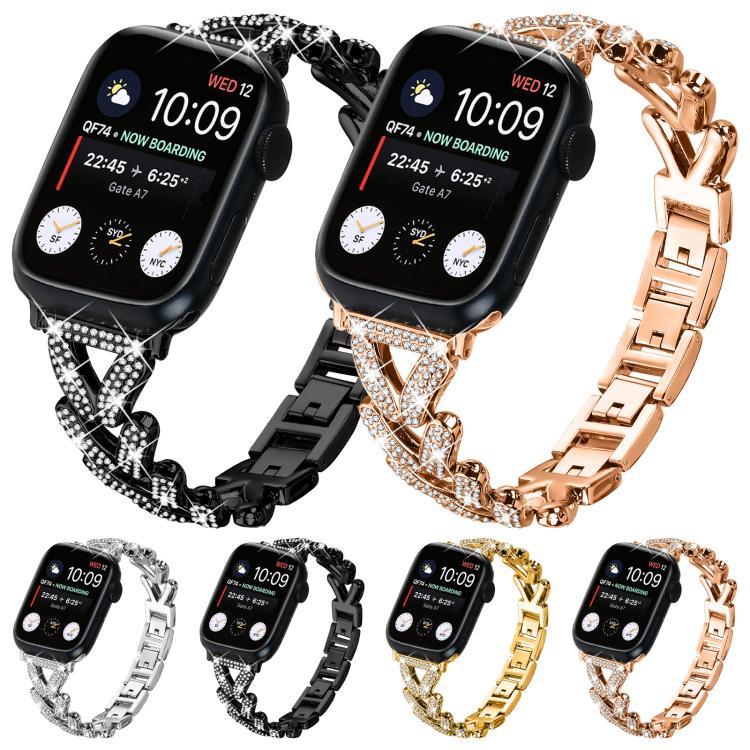 xDfind Bracelet de montre en métal Small Twist Diamond, pour Apple Watch 38 / 40 / 41 / S10 42mm 20mm