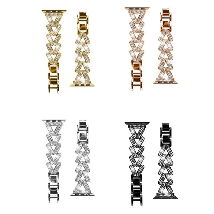 xDfind Bracelet de montre en métal Small Twist Diamond, pour Apple Watch 38 / 40 / 41 / S10 42mm 20mm