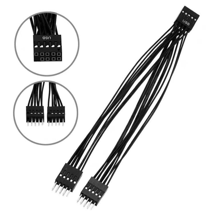 Câble d'extension adaptateur 2 en 1 pour carte mère d'ordinateur de bureau USB 9 broches