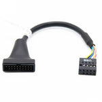 2 câbles adaptateurs USB3.0 pour carte mère d'ordinateur, 20 broches mâle vers 9 broches femelle, 9 broches mâle vers 20 broches femelle