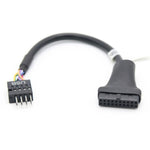 2 câbles adaptateurs USB3.0 pour carte mère d'ordinateur, 20 broches mâle vers 9 broches femelle, 9 broches mâle vers 20 broches femelle