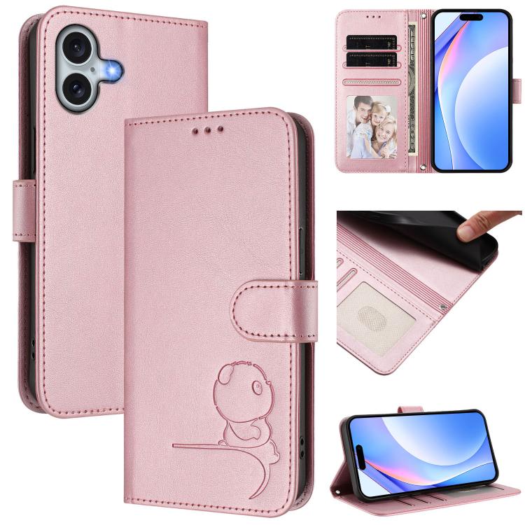 Étui de téléphone en cuir gaufré RFID Litter Panda avec lanière, pour iPhone 17e / 16e, pour iPhone 17 Pro Max, pour iPhone 17 Pro, pour iPhone 17, pour iPhone Air, pour iPhone 16 Pro Max, pour iPhone 16 Pro, pour iPhone 16 Plus