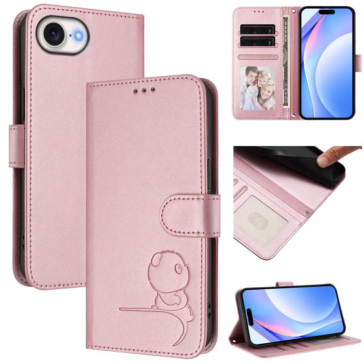 Étui de téléphone en cuir gaufré RFID Litter Panda avec lanière, pour iPhone 17e / 16e, pour iPhone 17 Pro Max, pour iPhone 17 Pro, pour iPhone 17, pour iPhone Air, pour iPhone 16 Pro Max, pour iPhone 16 Pro, pour iPhone 16 Plus