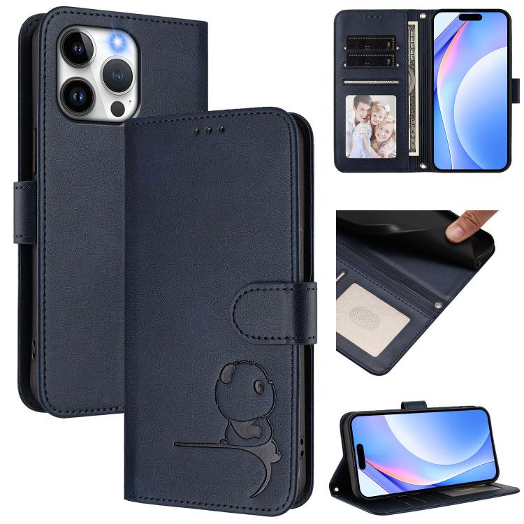 Étui en cuir gaufré RFID Panda avec lanière, pour iPhone 14 Pro Max, pour iPhone SE 2022 / 2020 / 8 / 7, pour iPhone 13 Pro Max, pour iPhone 13 Pro, pour iPhone 13 mini, pour iPhone 12 / 12 Pro, pour iPhone 12 Pro Max, pour iPhone 12 mini
