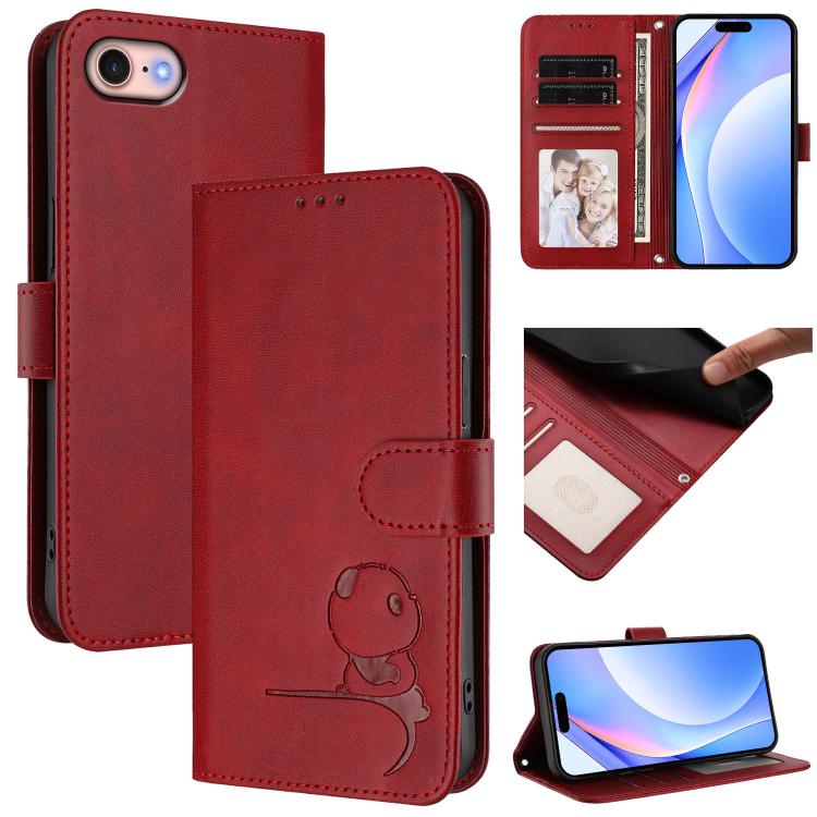Étui en cuir gaufré RFID Panda avec lanière, pour iPhone 14 Pro Max, pour iPhone SE 2022 / 2020 / 8 / 7, pour iPhone 13 Pro Max, pour iPhone 13 Pro, pour iPhone 13 mini, pour iPhone 12 / 12 Pro, pour iPhone 12 Pro Max, pour iPhone 12 mini