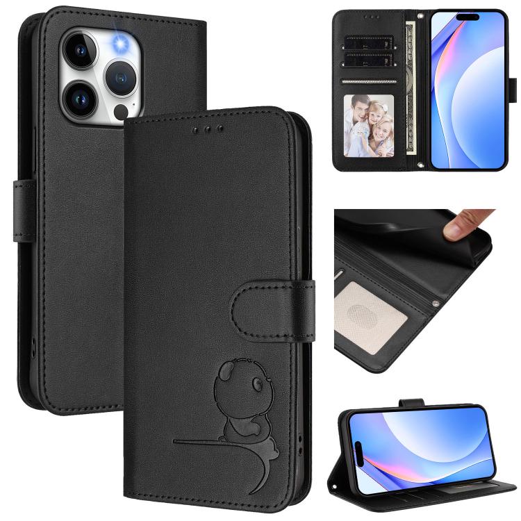 Étui en cuir gaufré RFID Panda avec lanière, pour iPhone 14 Pro Max, pour iPhone SE 2022 / 2020 / 8 / 7, pour iPhone 13 Pro Max, pour iPhone 13 Pro, pour iPhone 13 mini, pour iPhone 12 / 12 Pro, pour iPhone 12 Pro Max, pour iPhone 12 mini