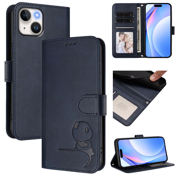 Étui en cuir gaufré RFID Panda avec lanière, pour iPhone 14 Pro Max, pour iPhone SE 2022 / 2020 / 8 / 7, pour iPhone 13 Pro Max, pour iPhone 13 Pro, pour iPhone 13 mini, pour iPhone 12 / 12 Pro, pour iPhone 12 Pro Max, pour iPhone 12 mini