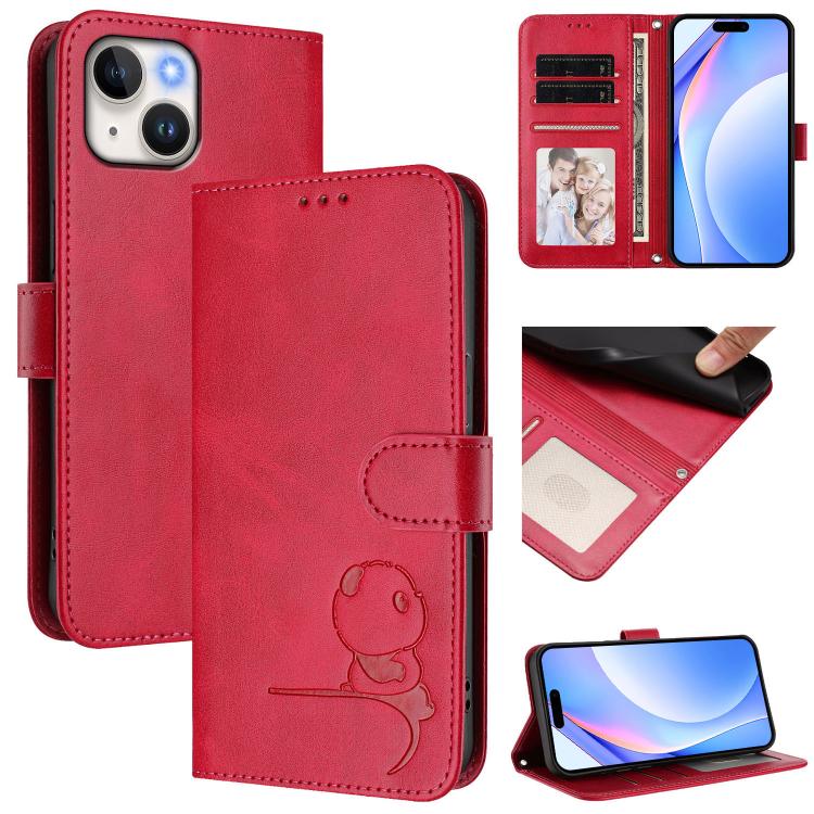Étui en cuir gaufré RFID Panda avec lanière, pour iPhone 14 Pro Max, pour iPhone SE 2022 / 2020 / 8 / 7, pour iPhone 13 Pro Max, pour iPhone 13 Pro, pour iPhone 13 mini, pour iPhone 12 / 12 Pro, pour iPhone 12 Pro Max, pour iPhone 12 mini