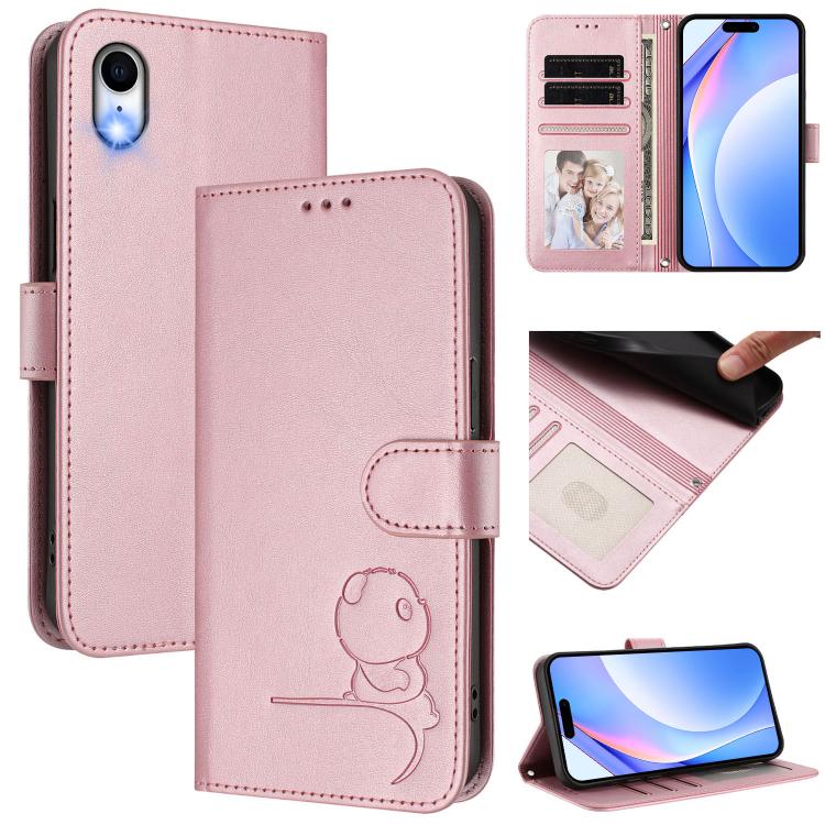Étui de téléphone en cuir gaufré RFID avec lanière Litter Panda, pour iPhone 11 Pro Max, pour iPhone 11, pour iPhone 11 Pro, pour iPhone X / XS, pour iPhone XR, pour iPhone XS Max, pour iPhone 8 Plus / 7 Plus