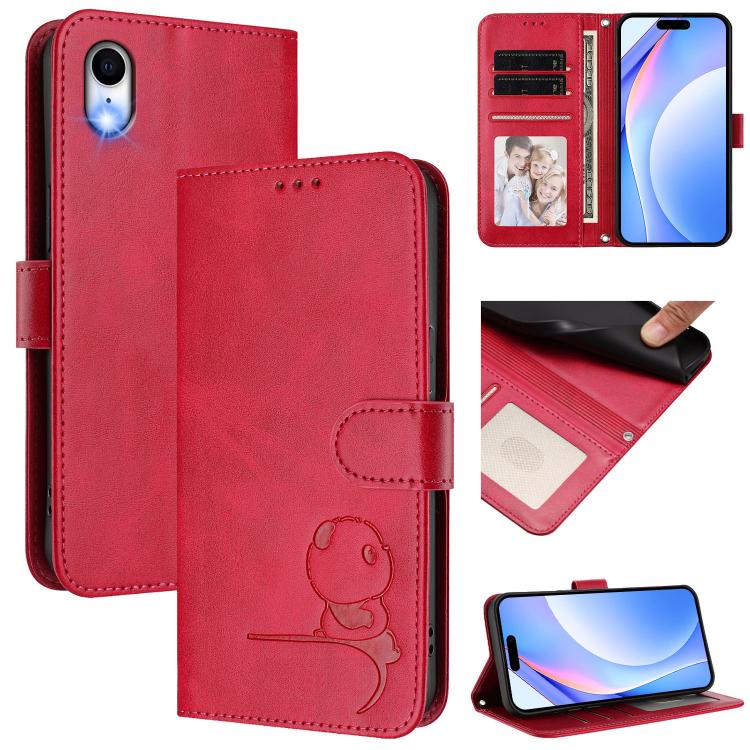 Étui de téléphone en cuir gaufré RFID avec lanière Litter Panda, pour iPhone 11 Pro Max, pour iPhone 11, pour iPhone 11 Pro, pour iPhone X / XS, pour iPhone XR, pour iPhone XS Max, pour iPhone 8 Plus / 7 Plus