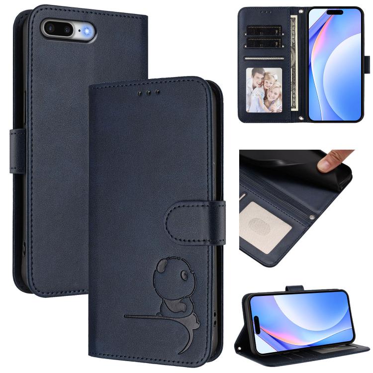 Étui de téléphone en cuir gaufré RFID avec lanière Litter Panda, pour iPhone 11 Pro Max, pour iPhone 11, pour iPhone 11 Pro, pour iPhone X / XS, pour iPhone XR, pour iPhone XS Max, pour iPhone 8 Plus / 7 Plus