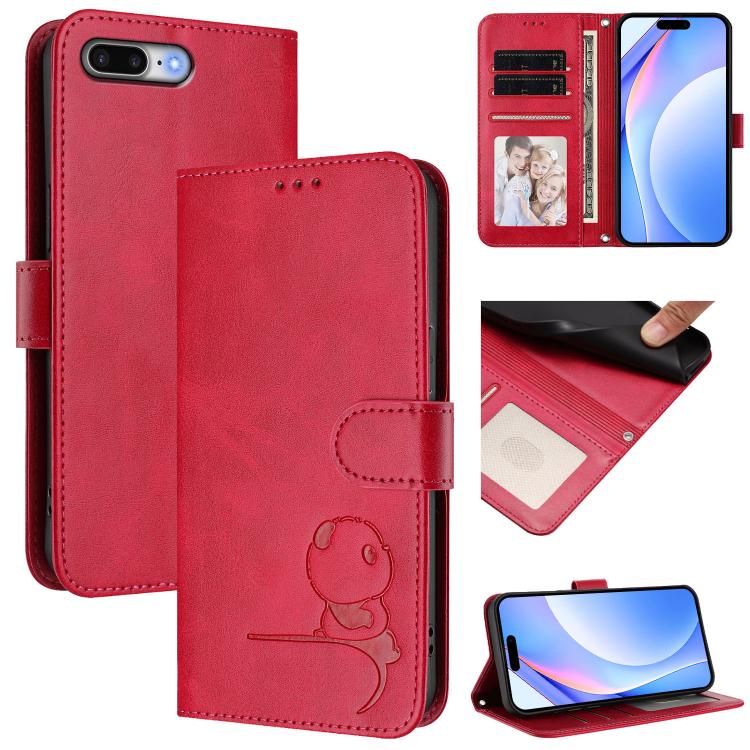 Étui de téléphone en cuir gaufré RFID avec lanière Litter Panda, pour iPhone 11 Pro Max, pour iPhone 11, pour iPhone 11 Pro, pour iPhone X / XS, pour iPhone XR, pour iPhone XS Max, pour iPhone 8 Plus / 7 Plus