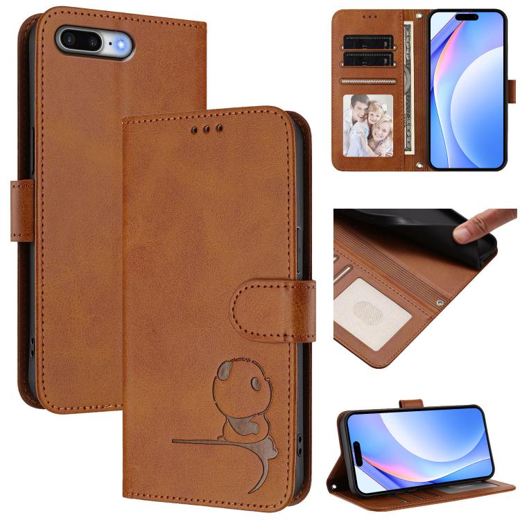 Étui de téléphone en cuir gaufré RFID avec lanière Litter Panda, pour iPhone 11 Pro Max, pour iPhone 11, pour iPhone 11 Pro, pour iPhone X / XS, pour iPhone XR, pour iPhone XS Max, pour iPhone 8 Plus / 7 Plus