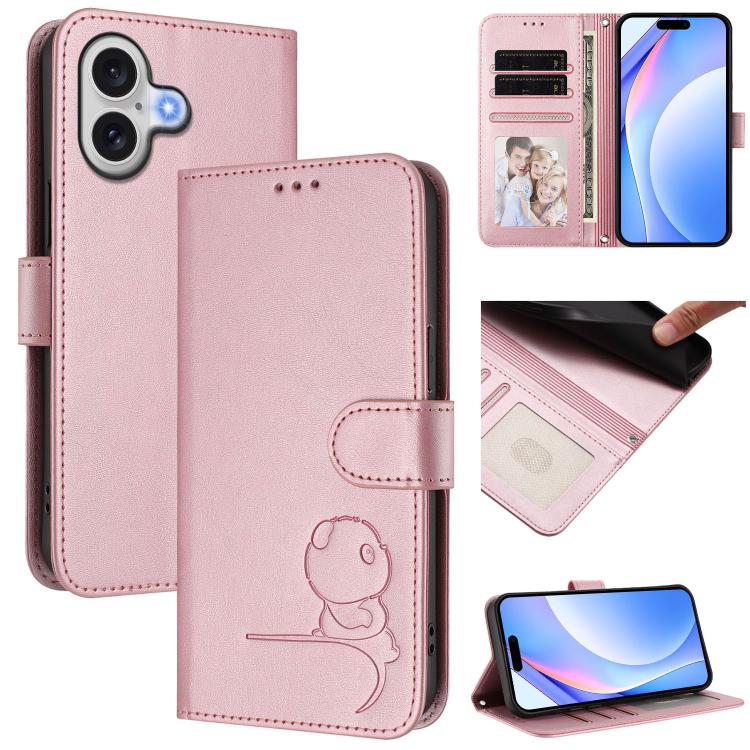 Étui de téléphone en cuir gaufré RFID Litter Panda avec lanière, pour iPhone 17e / 16e, pour iPhone 17 Pro Max, pour iPhone 17 Pro, pour iPhone 17, pour iPhone Air, pour iPhone 16 Pro Max, pour iPhone 16 Pro, pour iPhone 16 Plus