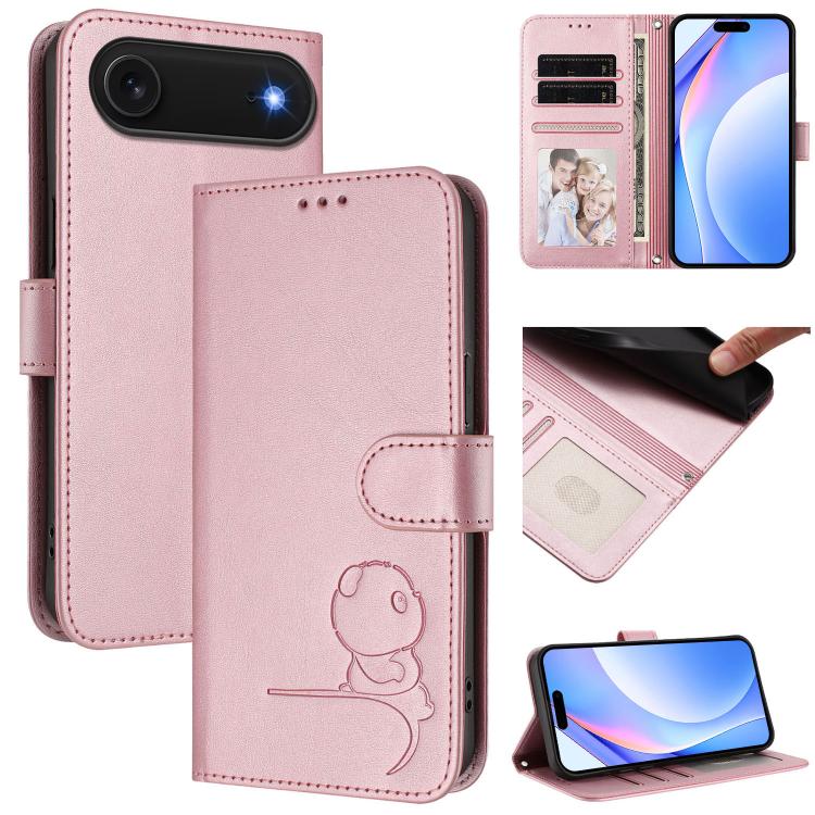 Étui de téléphone en cuir gaufré RFID Litter Panda avec lanière, pour iPhone 17e / 16e, pour iPhone 17 Pro Max, pour iPhone 17 Pro, pour iPhone 17, pour iPhone Air, pour iPhone 16 Pro Max, pour iPhone 16 Pro, pour iPhone 16 Plus