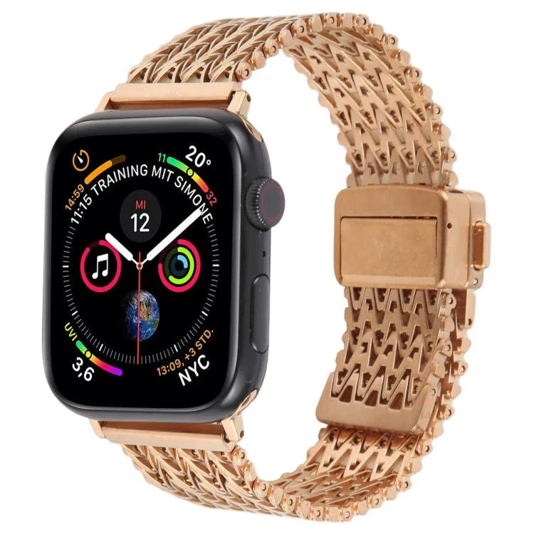 Bracelet de montre en maille d'acier avec fermoir magnétique, compatible avec Apple Watch 46 mm / 49 mm / 45 mm / 44 mm et Apple Watch 42 mm / 41 mm / 40 mm / 38 mm.