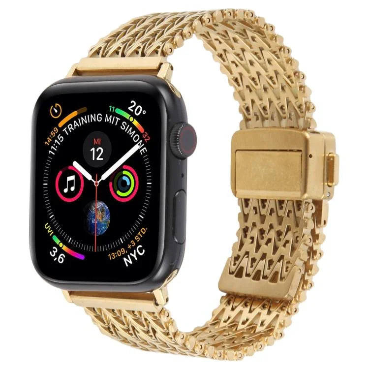 Bracelet de montre en maille d'acier avec fermoir magnétique, compatible avec Apple Watch 46 mm / 49 mm / 45 mm / 44 mm et Apple Watch 42 mm / 41 mm / 40 mm / 38 mm.