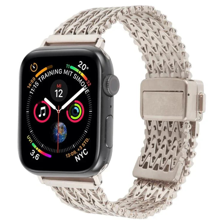Bracelet de montre en maille d'acier avec fermoir magnétique, compatible avec Apple Watch 46 mm / 49 mm / 45 mm / 44 mm et Apple Watch 42 mm / 41 mm / 40 mm / 38 mm.