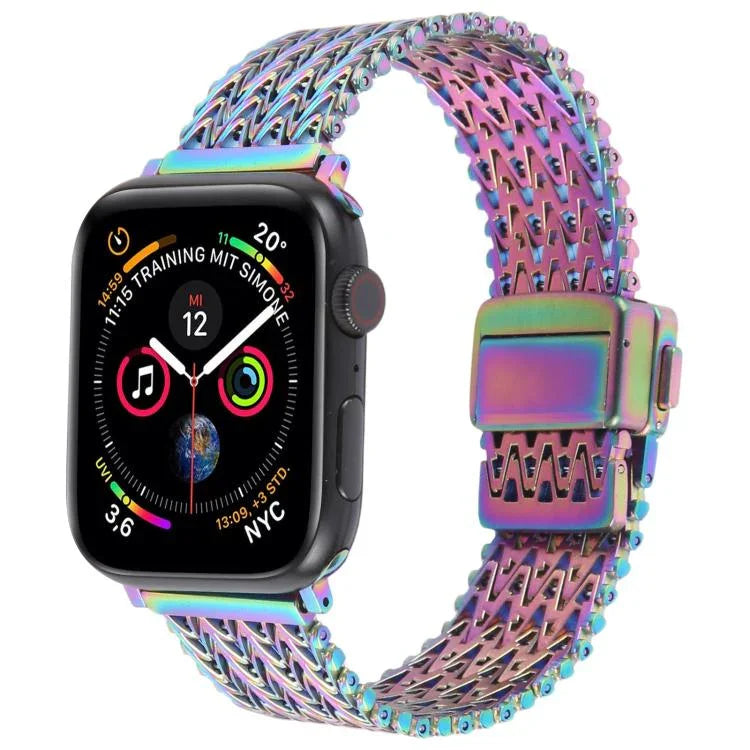 Bracelet de montre en maille d'acier avec fermoir magnétique, compatible avec Apple Watch 46 mm / 49 mm / 45 mm / 44 mm et Apple Watch 42 mm / 41 mm / 40 mm / 38 mm.