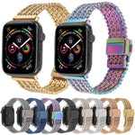 Bracelet de montre en maille d'acier avec fermoir magnétique, compatible avec Apple Watch 46 mm / 49 mm / 45 mm / 44 mm et Apple Watch 42 mm / 41 mm / 40 mm / 38 mm.