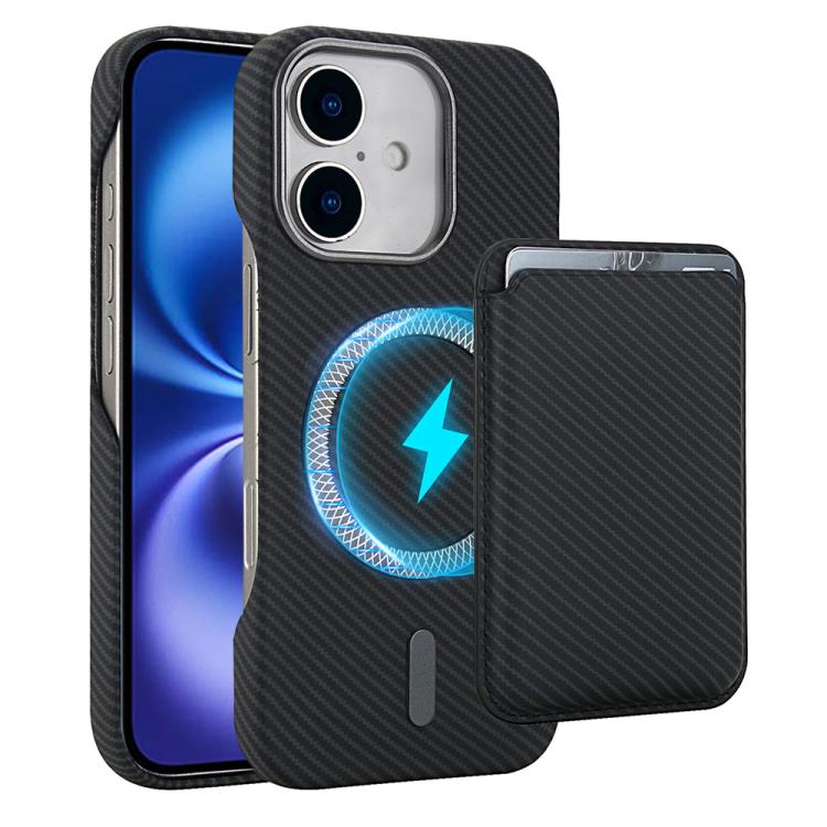 Étui de téléphone avec porte-cartes magnétique MagSafe en fibre de carbone, pour iPhone 17 Pro Max, pour iPhone 17 Pro, pour iPhone 17, pour iPhone Air, pour iPhone 16 Pro Max, iPhone 16 Pro, pour iPhone 16 Plus, pour iPhone 16, pour iPhone 15 Pro Max