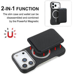 Étui de téléphone avec porte-cartes magnétique MagSafe en fibre de carbone, pour iPhone 17 Pro Max, pour iPhone 17 Pro, pour iPhone 17, pour iPhone Air, pour iPhone 16 Pro Max, iPhone 16 Pro, pour iPhone 16 Plus, pour iPhone 16, pour iPhone 15 Pro Max
