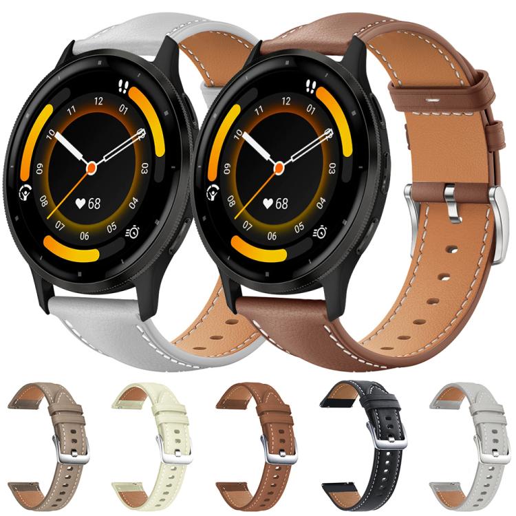 xDfind Flat Head Black Shark Fine Grain Leather Watch Band, 20mm For Garmin GarminMove Sport / vivoactive5/3, 22mm For Garmin Venu 3 / vivoactive4, 20mm For Garmin venu 2 / venu / Sq2 / Sq