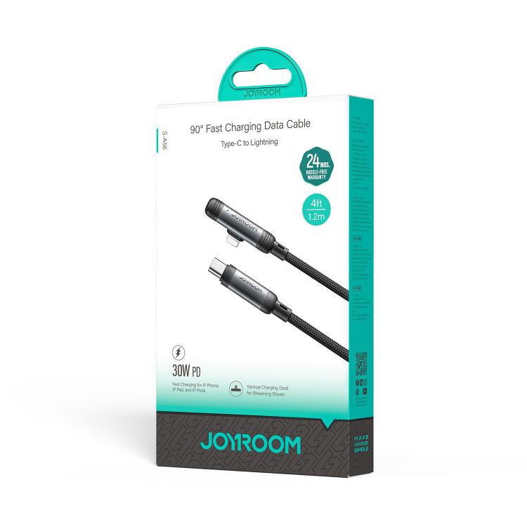 JOYROOM S-A56 Série EnjoyX 30W Câble de Données Type-C vers 8 Broches 90 Degrés Charge Rapide, Type-C vers 8 Broches