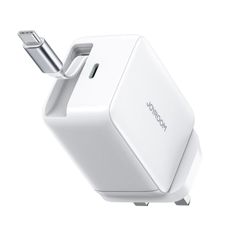 Chargeur rapide GaN JOYROOM JR-TCL06 67W port USB-C / Type-C avec câble rétractable, prise EU, prise UK