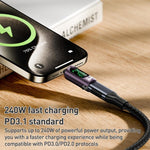 Adaptateur Type-C vers Type-C 240W avec affichage numérique et interrupteur