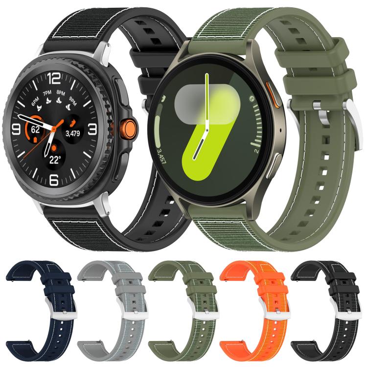 Bracelet de montre xDfind en silicone tressé hybride en nylon, pour Samsung Galaxy Watch Ultra/Ultra 2025 22mm, pour Samsung Galaxy Watch 7 / 6 / 5 / FE 20mm