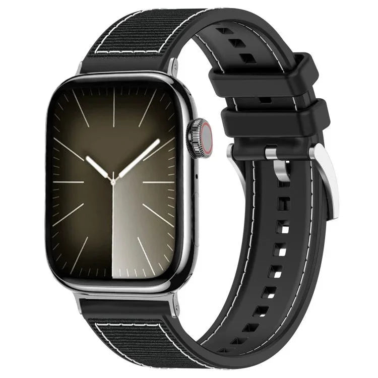 Bracelet de montre hybride en nylon tressé et silicone xDfind, compatible avec Apple Watch 42/44/45/46/49 mm (22 mm) et Apple Watch 38/40/41/S10 (42 mm, 20 mm).