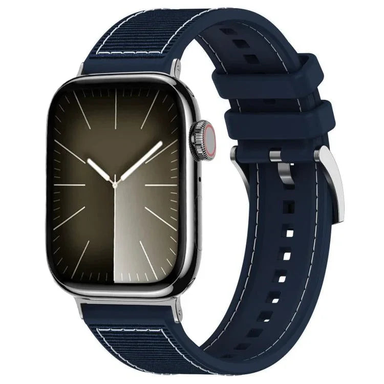 Bracelet de montre hybride en nylon tressé et silicone xDfind, compatible avec Apple Watch 42/44/45/46/49 mm (22 mm) et Apple Watch 38/40/41/S10 (42 mm, 20 mm).