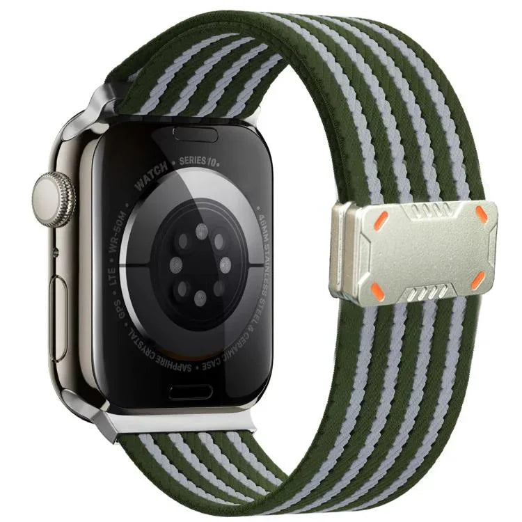 Bracelet de montre en nylon à boucle magnétique Mecha Armor, compatible avec Apple Watch 46 mm / 49 mm / 45 mm / 44 mm et Apple Watch 42 mm / 41 mm / 40 mm / 38 mm.