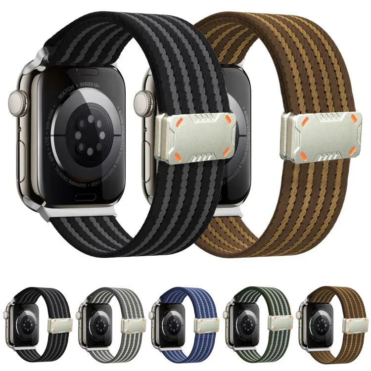 Bracelet de montre en nylon à boucle magnétique Mecha Armor, compatible avec Apple Watch 46 mm / 49 mm / 45 mm / 44 mm et Apple Watch 42 mm / 41 mm / 40 mm / 38 mm.