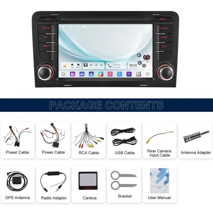Pour Audi A3 8P 2003-2012 Android 15 7 pouces Smart Central Control GPS de voiture lecteur MP5 de voiture, Standard+AHD+Microphone, Standard