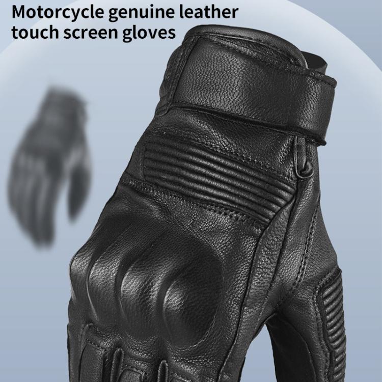 Gants de moto rétro en cuir véritable GHOST RACING GR-ST11, compatibles avec écrans tactiles, tailles M, L, XL, XXL