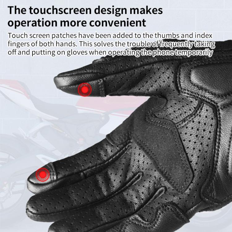 Gants de moto rétro en cuir véritable GHOST RACING GR-ST11, compatibles avec écrans tactiles, tailles M, L, XL, XXL