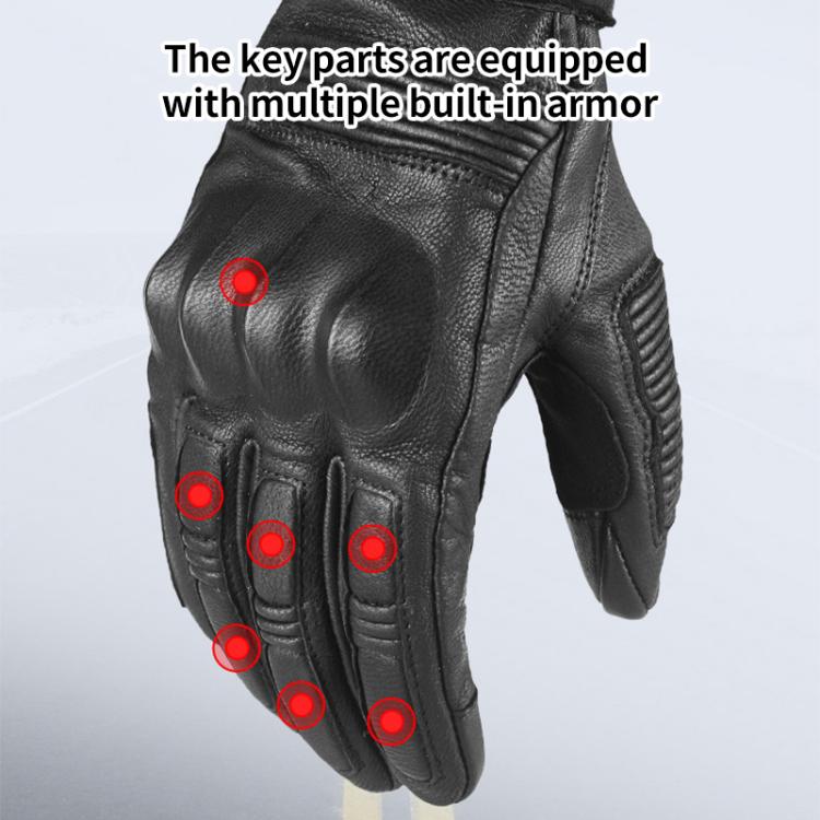 Gants de moto rétro en cuir véritable GHOST RACING GR-ST11, compatibles avec écrans tactiles, tailles M, L, XL, XXL
