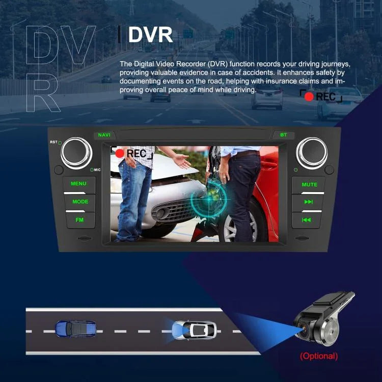 Pour BMW Série 3 E90 Android 15 7 pouces CarPlay Navigation de voiture Machine intégrée d'image de recul, Standard, Standard+AHD+Microphone
