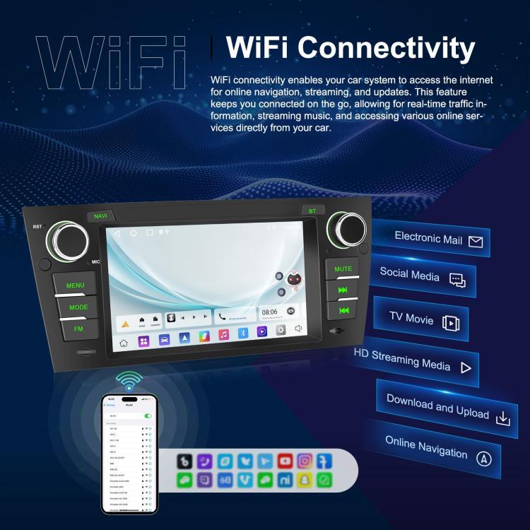 Pour BMW Série 3 E90 Android 15 7 pouces CarPlay Navigation de voiture Machine intégrée d'image de recul, Standard, Standard+AHD+Microphone