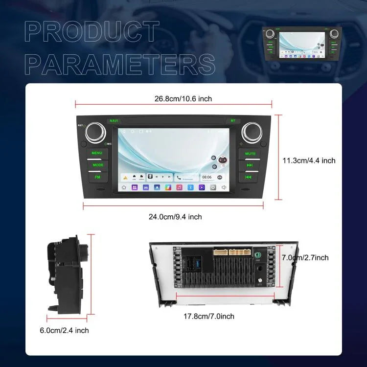 Pour BMW Série 3 E90 Android 15 7 pouces CarPlay Navigation de voiture Machine intégrée d'image de recul, Standard, Standard+AHD+Microphone