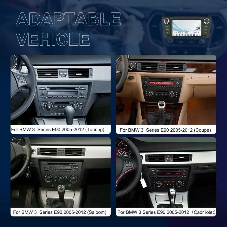 Pour BMW Série 3 E90 Android 15 7 pouces CarPlay Navigation de voiture Machine intégrée d'image de recul, Standard, Standard+AHD+Microphone