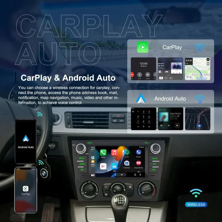 Pour BMW Série 3 E90 Android 15 7 pouces CarPlay Navigation de voiture Machine intégrée d'image de recul, Standard, Standard+AHD+Microphone